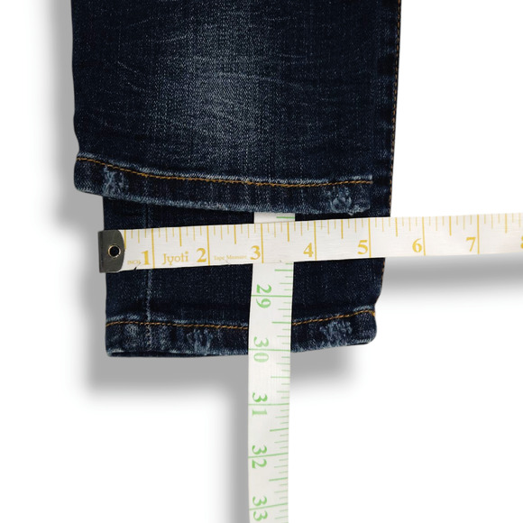 EUC BlankNYC Embroidered Floral Rose Skinny Denim Jeans Sz. 27x30 Dark Indigo - Picture 8 of 9